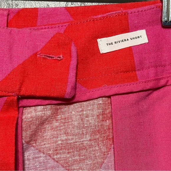 Ann Taylor Loft The Riviera Short Pink Red Linen Cotton Blend Flat Front Chino - Picture 7 of 9